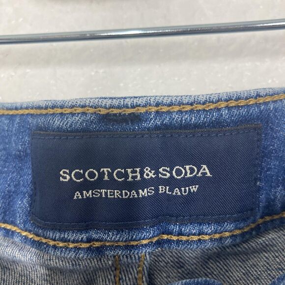 Scotch & Soda Amsterdams Blauw Ralston Shorts Mens 31 Denim Button Fly Stretch - Picture 10 of 16